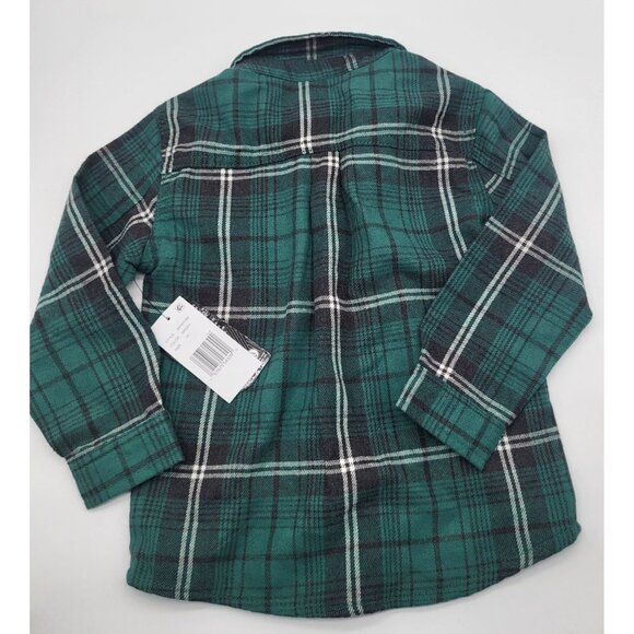 VOLCOM Todder Boys 3T Caden Plaid Long Sleeve Snap Button Shirt NWT Sea Green - Picture 2 of 7